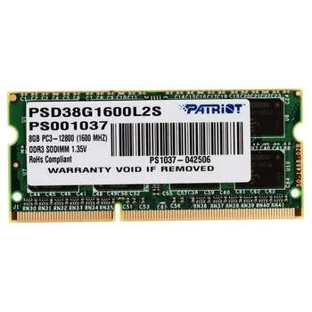 Оперативная память Patriot DDR3 SODIMM 8GB PSD38G1600L2S