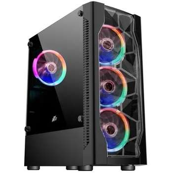 Корпус 1STPLAYER D4-BK-4G6 DK D4 BLACK / ATX, tempered glass, metal mesh / 4x 120mm LED fans inc. / D4-BK-4G6