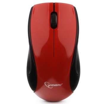 Мышь Gembird MUSW-320-R красный {беспроводная, 2.4ГГц, 2 кнопки+колесо-кнопка, 1000 DPI, батарейки в комплекте, блистер}