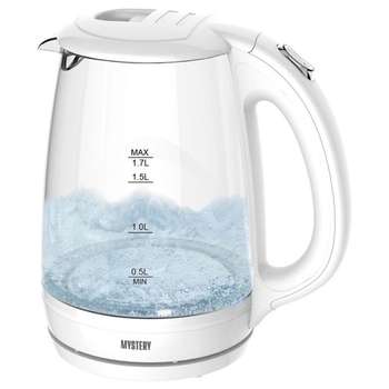 Чайник/Термопот MYSTERY MEK-1642 Чайник, Мощность: 1800 Вт, Объём: 1,7 л., LED подсветка резервуара для воды, Стеклянный корпус, Цвет: Белый