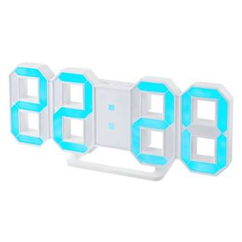 Акустическая система Perfeo LED часы-будильник "LUMINOUS", белый корпус / синяя подсветка