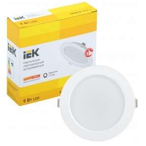 Светильник IEK LDVO0-1612-09-3000-K01 LED ДВО 1612 белый круг 9Вт 3000К IP20 {пластик. корпус, диам 118 мм}