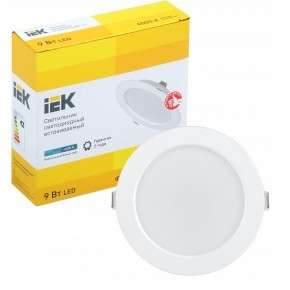 Светильник IEK LDVO0-1612-09-4000-K01 LED ДВО 1612 белый круг 9Вт 4000К IP20 {пластик. корпус, диам 118 мм}