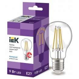 Лампа IEK LLF-A60-9-230-65-E27-CL LED A60 шар прозр. 9Вт 230В 6500К E27 серия 360°