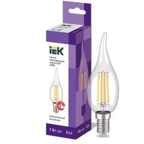 Лампа IEK LLF-CB35-7-230-40-E14-CL LED СВ35 св.н/ветру 7Вт 230В 4000К E14 серия 360°