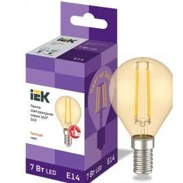 Лампа IEK LLF-G45-7-230-30-E14-CLG LED G45 шар золото 7Вт 230В 2700К E14 серия 360°