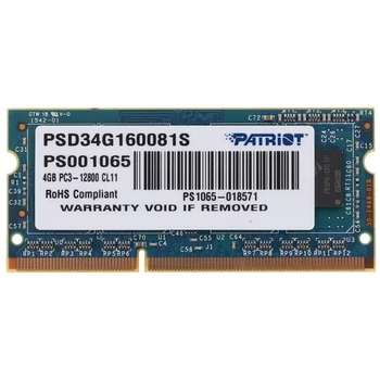 Оперативная память Patriot DDR3 SODIMM 4GB PSD34G160081S