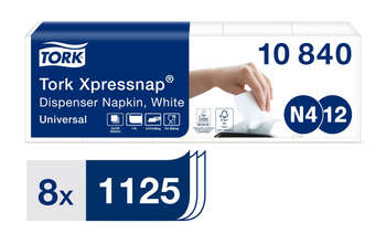 Салфетки бумажные  TORK Салфетки бумажные Xpressnap Universal N 4/N12 225лист. белый