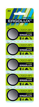 Аккумулятор ERGOLUX Батарея Lithium CR2025-BP5 CR2025 150mAh  блистер