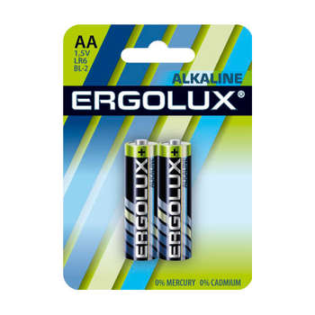Аккумулятор ERGOLUX Батарея Alkaline LR6 BL-2 AA 2800mAh  блистер