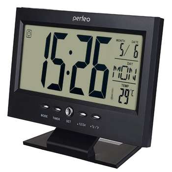 Акустическая система Perfeo Часы-будильник "Set", чёрный,  время, температура, дата