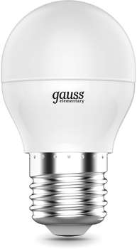 Лампа GAUSS светодиодная Elementary 8Вт цок.:E27 шар 220B 6500K св.свеч.бел.хол.