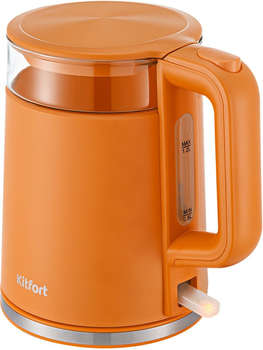 Чайник/Термопот KITFORT Чайник электрический KT-6124-4 1.2л. 2200Вт оранжевый корпус: стекло/металл/пластик