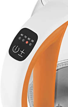 Чайник/Термопот KITFORT Чайник электрический КТ-6140-4 1.7л. 2200Вт белый/оранжевый корпус: стекло/пластик