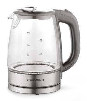Чайник/Термопот STARWIND Чайник электрический SKG2315 1.7л. 2200Вт серый/серебристый корпус: стекло/металл/пластик