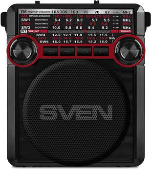 Радиоприемник Sven портативный SRP-355 красный/черный USB SD/microSD