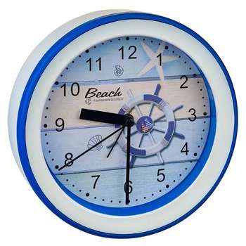 Акустическая система Perfeo Quartz часы-будильник "PF-TC-009", круглые диам. 15,3 см, подвес на стену, штурвал