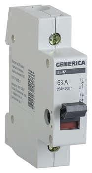 Автоматический выключатель IEK Выключатель MNV15-1-063 Generica 63A 1П 230В 1мод белый