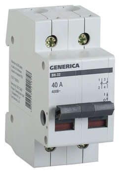 Автоматический выключатель IEK Выключатель MNV15-2-040 Generica 40A 2П 400В 2мод белый