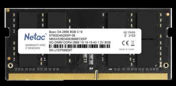 Оперативная память Netac Модуль памяти Basic SO DDR4-2666 8G C19 SODIMM 260-Pin DDR4 / NB PC4-21300 1.2V JEDEC NTBSD4N26SP-08