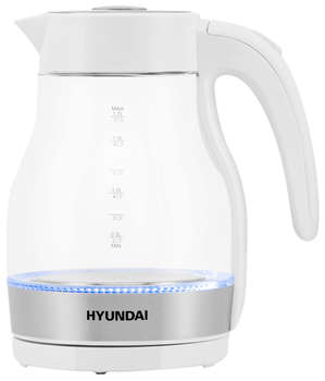 Чайник/Термопот HYUNDAI Чайник электрический HYK-G3802 1.7л. 2200Вт белый/серебристый корпус: стекло