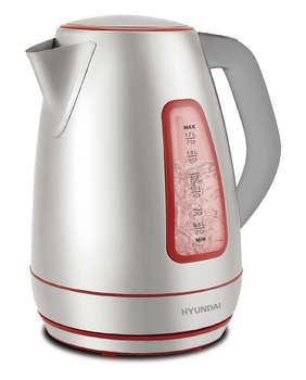 Чайник/Термопот HYUNDAI Чайник электрический HYK-S3601 1.7л. 2000Вт серебристый/красный корпус: металл