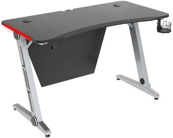 Компьютерный стол CACTUS Стол игровой CS-GTZ-SL-CARBON-RED столешница МДФ карбон каркас серебристый