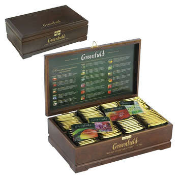 Чай Greenfield Набор чайный 0463-12 ассорти черного и зеленого чая 96пак. дер.шкат.