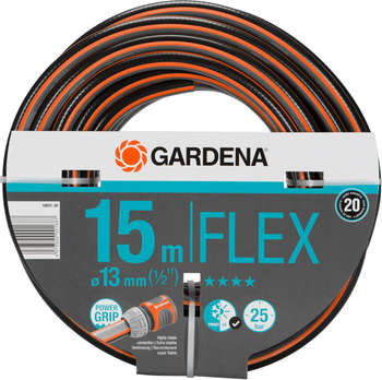 Поливочное оборудование GARDENA Шланг Flex 1/2" 15м поливочный армированный черный/оранжевый