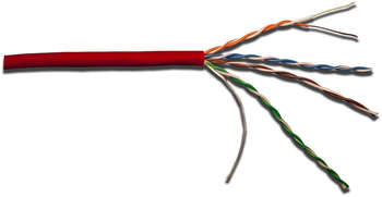 Кабель медный LANMASTER Кабель информационный LAN-5EUTP-LSZH-RD кат.5E U/UTP 4X2X24AWG LSZH внутренний 305м красный