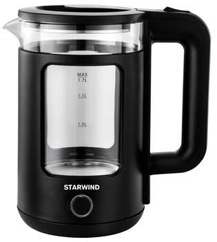 Чайник/Термопот STARWIND Чайник электрический SKG1053 1.7л. 1800Вт черный корпус: стекло