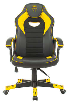 Кресло ZOMBIE игровое GAME 16 черный/желтый эко.кожа/ткань крестов. пластик