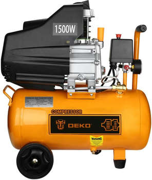 Компрессор пневматический DEKO Компрессор поршневой DKAC24 масляный 260л/мин 24л 1500Вт оранжевый/черный