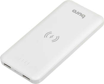 Зарядное устройство, аккумулятор BURO Мобильный аккумулятор BPW10E 10000mAh 2A беспров.зар. белый