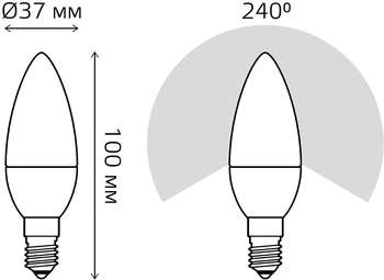 Лампа GAUSS светодиодная Black 6.5Вт цок.:E14 свеча 220B 3000K св.свеч.бел.теп. C37