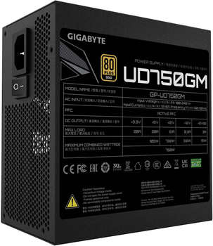 Блок питания Gigabyte ATX 750W GP-UD750GM 80+ gold  APFC 120mm fan 8xSATA Cab Manag RTL