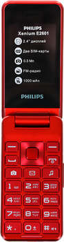 Сотовый телефон Philips Мобильный телефон E2601 Xenium красный раскладной 2Sim 2.4" 240x320 Nucleus 0.3Mpix GSM900/1800 FM microSD max32Gb