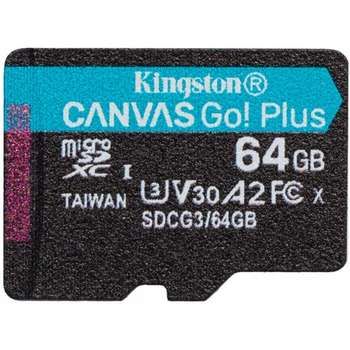 Карта памяти Kingston Micro SecureDigital 64Gb Canvas Go Plus UHS-I U3 A2  SDCG3/64GBSP