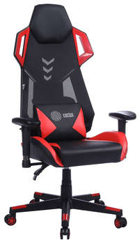 Кресло CACTUS игровое CS-CHR-090BLR черный/красный эко.кожа/сетка крестов. нейлон