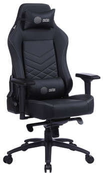 Кресло CACTUS игровое CS-CHR-0112BL черный эко.кожа с подголов. крестов. сталь