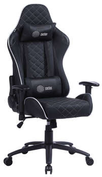 Кресло CACTUS игровое CS-CHR-030BLS черный/серебристый эко.кожа с подголов. крестов. сталь