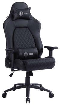 Кресло CACTUS игровое CS-CHR-130 черный эко.кожа с подголов. крестов. сталь