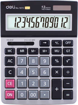 Калькулятор DELI настольный E1672 серебристый 12-разр.