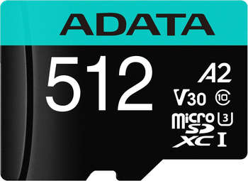 Карта памяти A-DATA Флеш карта microSDXC 512GB AUSDX512GUI3V30SA2-RA1 Premier Pro + adapter