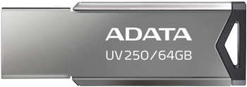 Flash-носитель A-DATA Флеш Диск 64Gb UV250 AUV250-64G-RBK USB2.0 серебристый