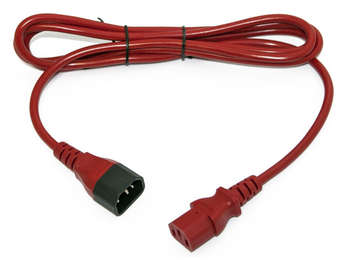 Кабель силовой HYPERLINE Шнур питания PWC-IEC13-IEC14-3.0-RD C13-С14 проводник.:3x1.0мм2 3м 230В 10А  красный