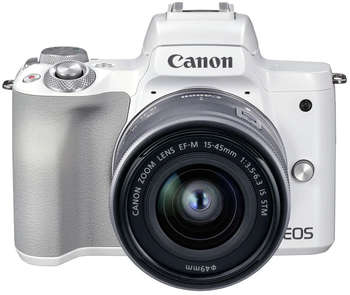 Фотокамера Canon Фотоаппарат EOS M50 Mark II белый 24.1Mpix 3" 4K WiFi EF-M15-45 IS STM LP-E12