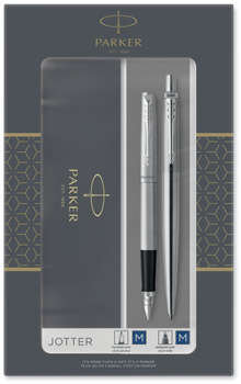 Ручка PARKER Набор ручек Jotter Core FK61  Stainless Steel сталь нержавеющая подар.кор. перьевая, шариковая
