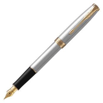 Ручка PARKER перьев. Sonnet Core F527  Stainless Steel GT F сталь нержавеющая подар.кор.