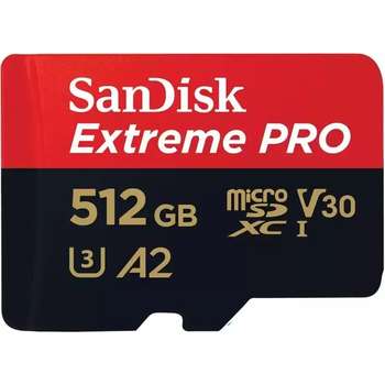 Карта памяти SanDisk Micro SecureDigital 512GB microSDXC Class 10 UHS-I A2 C10 V30 U3 Extreme Pro  200MB/s [SDSQXCD-512G-GN6MA]